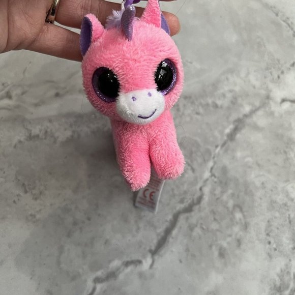 TY Beanie Boos MAGIC‎ the Pink Unicorn Glitter Eyes Plastic Key Clip 3 inch - Picture 1 of 3